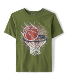 Childrens Place Olive Green Basketball Tee